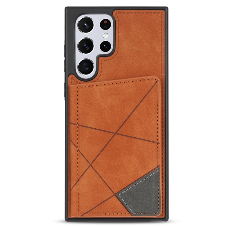 For Samsung Galaxy S22 Ultra 5G Line Card Holder Phone Case(Brown) For Samsung Galaxy S22 Ultra 5G Line Card Holder Phone Case(Brown)