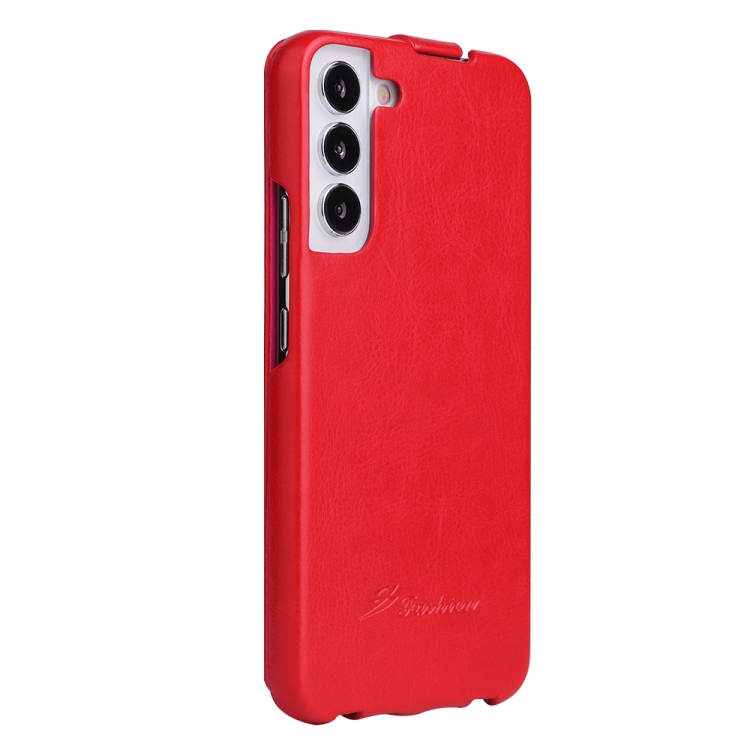 For Samsung Galaxy S22 5G Fierre Shann 64 Texture Vertical Flip PU Leather Phone Case(Red) For Samsung Galaxy S22 5G Fierre Shann 64 Texture Vertical Flip PU Leather Phone Case(Red)