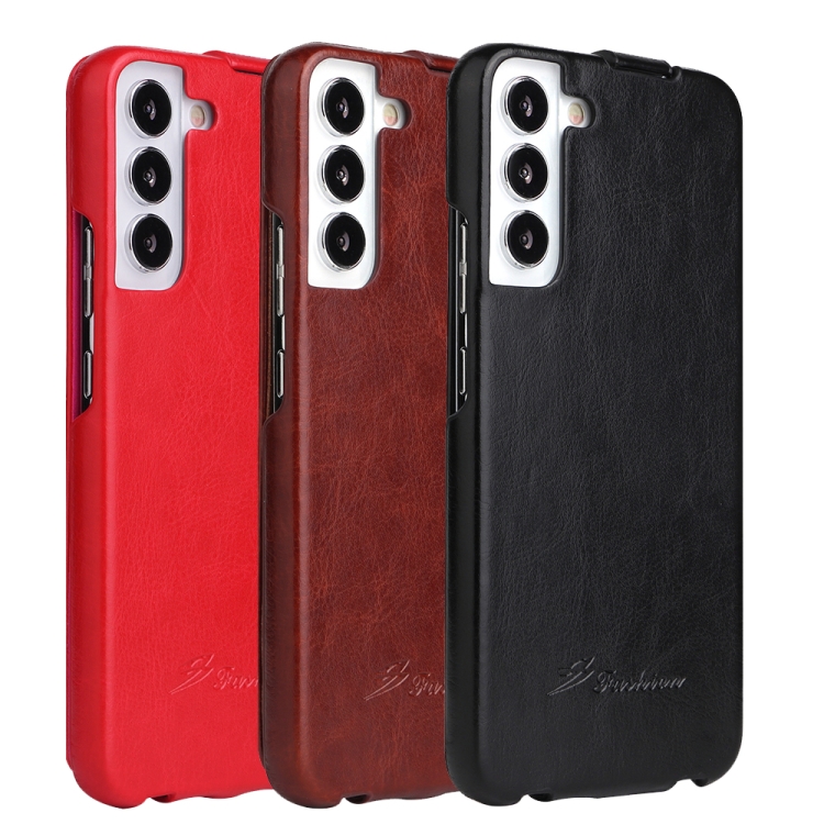 For Samsung Galaxy S22 5G Fierre Shann 64 Texture Vertical Flip PU Leather Phone Case(Red) For Samsung Galaxy S22 5G Fierre Shann 64 Texture Vertical Flip PU Leather Phone Case(Red)