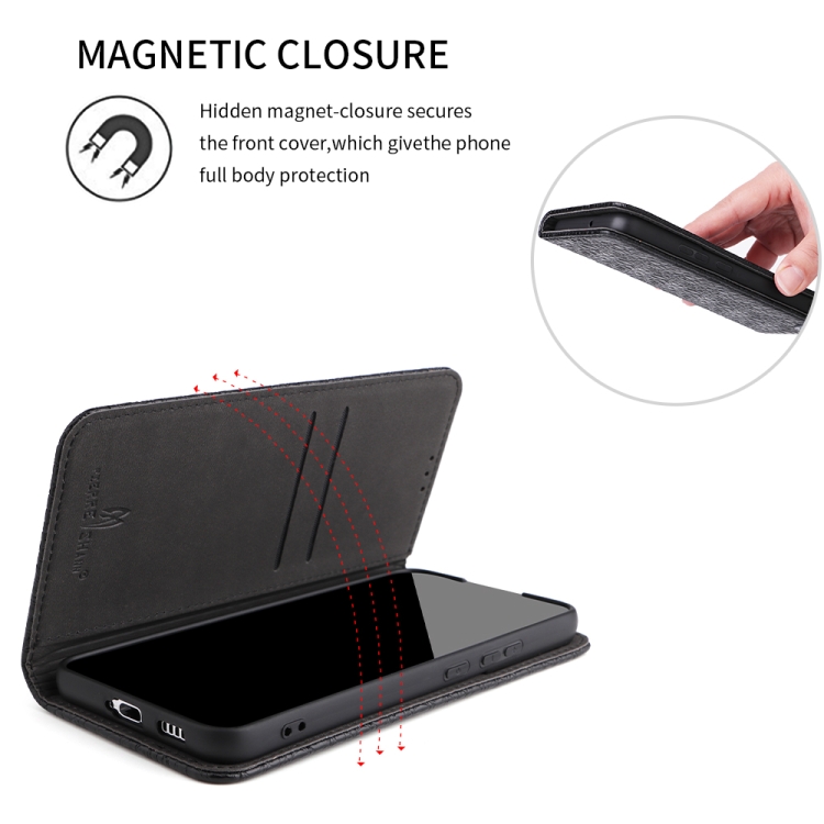 For Samsung Galaxy S22+ 5G Fierre Shann Crocodile Texture Magnetic Genuine Leather Phone Case(Black) For Samsung Galaxy S22+ 5G Fierre Shann Crocodile Texture Magnetic Genuine Leather Phone Case(Black)