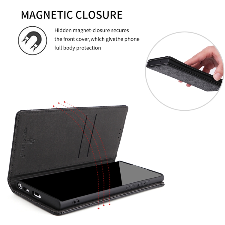 For Samsung Galaxy S22 Ultra 5G Fierre Shann Crocodile Texture Magnetic Genuine Leather Phone Case(Black) For Samsung Galaxy S22 Ultra 5G Fierre Shann Crocodile Texture Magnetic Genuine Leather Phone Case(Black)