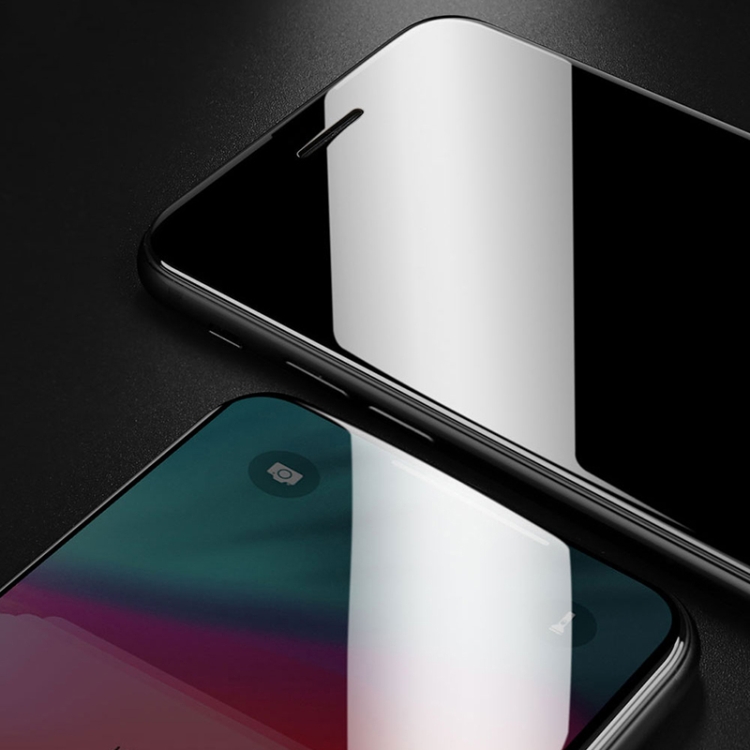 Para iPhone SE 2022/2020 Película de vidrio templado de aluminio alto con  borde de arco grande de pantalla completa (negro)