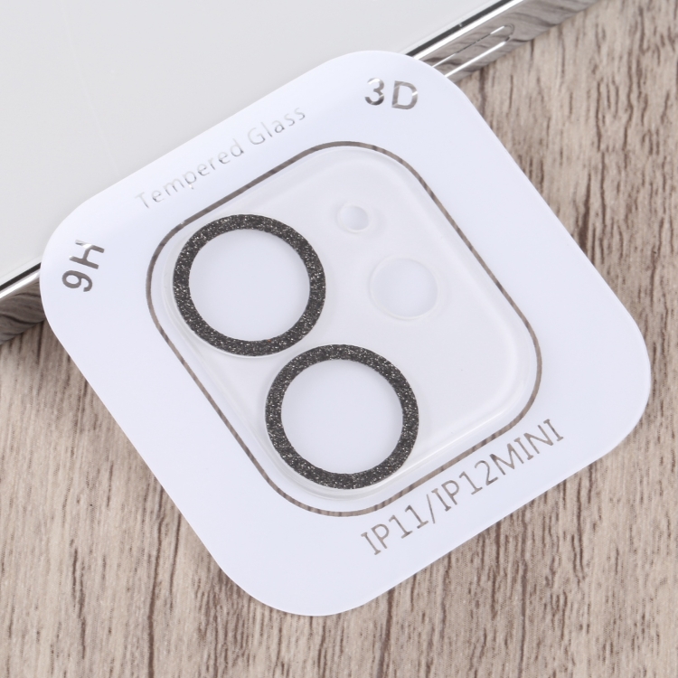 For iPhone 12 mini / 11 Glitter Ring Tempered Glass Camera Lens Film(Black) For iPhone 12 mini / 11 Glitter Ring Tempered Glass Camera Lens Film(Black)