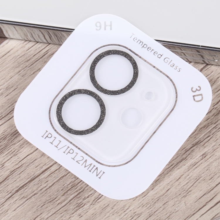 For iPhone 12 mini / 11 Glitter Ring Tempered Glass Camera Lens Film(Black) For iPhone 12 mini / 11 Glitter Ring Tempered Glass Camera Lens Film(Black)