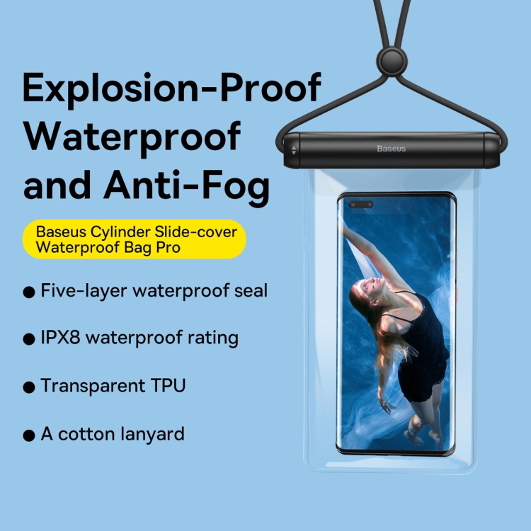 Baseus FMYT000001 Cylinder Slide-cover Waterproof Phone Bag Pro(Black) - 1