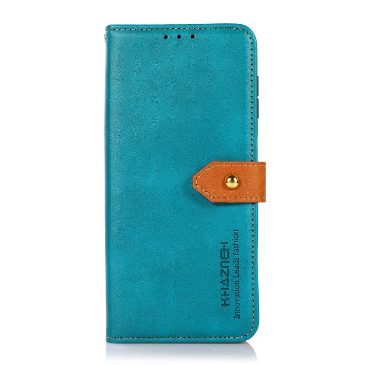 KHAZNEH Dual-color Cowhide Texture Flip Leather Phone Case For iPhone 15 Plus(Blue) KHAZNEH Dual-color Cowhide Texture Flip Leather Phone Case For iPhone 15 Plus(Blue)