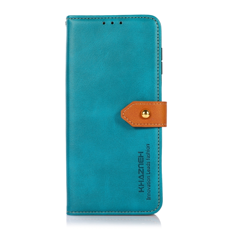 KHAZNEH Dual-color Cowhide Texture Flip Leather Phone Case For iPhone 15(Blue) KHAZNEH Dual-color Cowhide Texture Flip Leather Phone Case For iPhone 15(Blue)