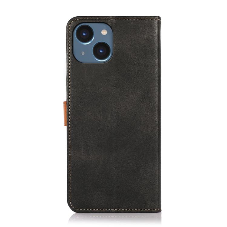KHAZNEH Dual-color Cowhide Texture Flip Leather Phone Case For iPhone 16(Black) KHAZNEH Dual-color Cowhide Texture Flip Leather Phone Case For iPhone 16(Black)