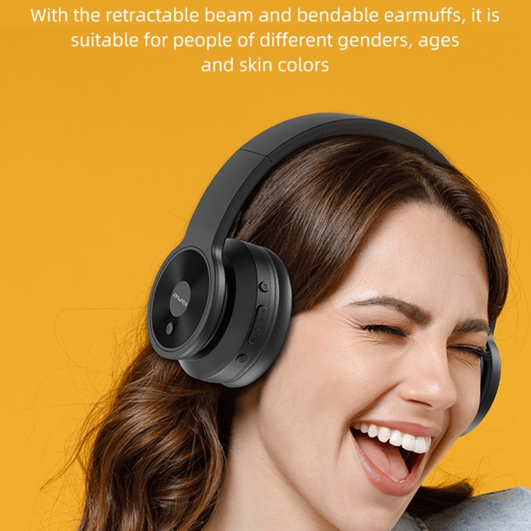 awei A996BL Foldable Wireless Bluetooth Headphone(Black)
