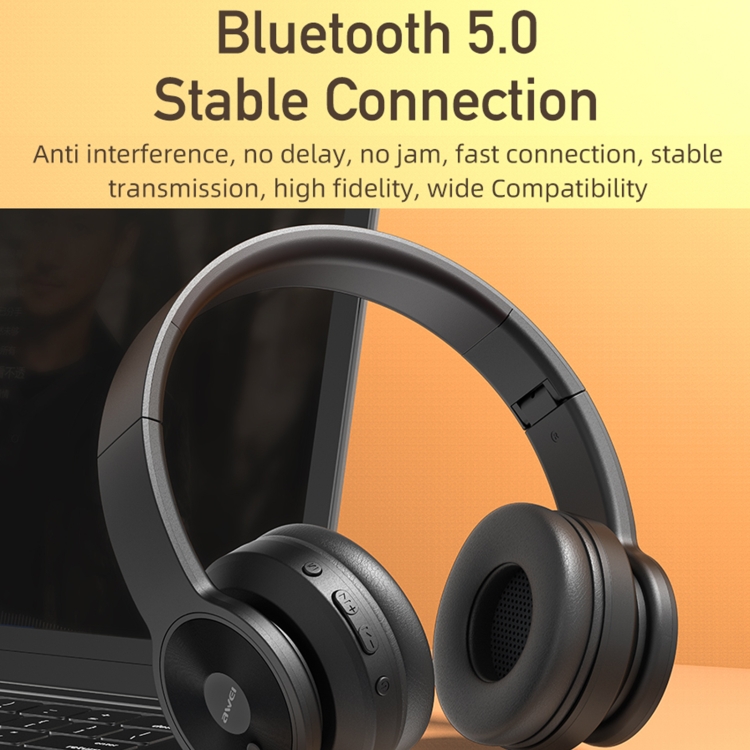 awei A996BL Foldable Wireless Bluetooth Headphone(Black)