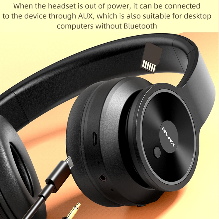 awei A996BL Foldable Wireless Bluetooth Headphone(Black)
