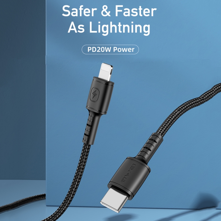 awei CL-118L 20W Type-C / USB-C to 8 Pin Fast Charging Data Cable, Length: 1m(Black) awei CL-118L 20W Type-C / USB-C to 8 Pin Fast Charging Data Cable, Length: 1m(Black)