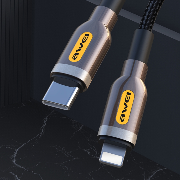 awei CL-125L Type-C / USB-C to 8 Pin Fast Charging Data Cable, Length: 1m(Black) awei CL-125L Type-C / USB-C to 8 Pin Fast Charging Data Cable, Length: 1m(Black)