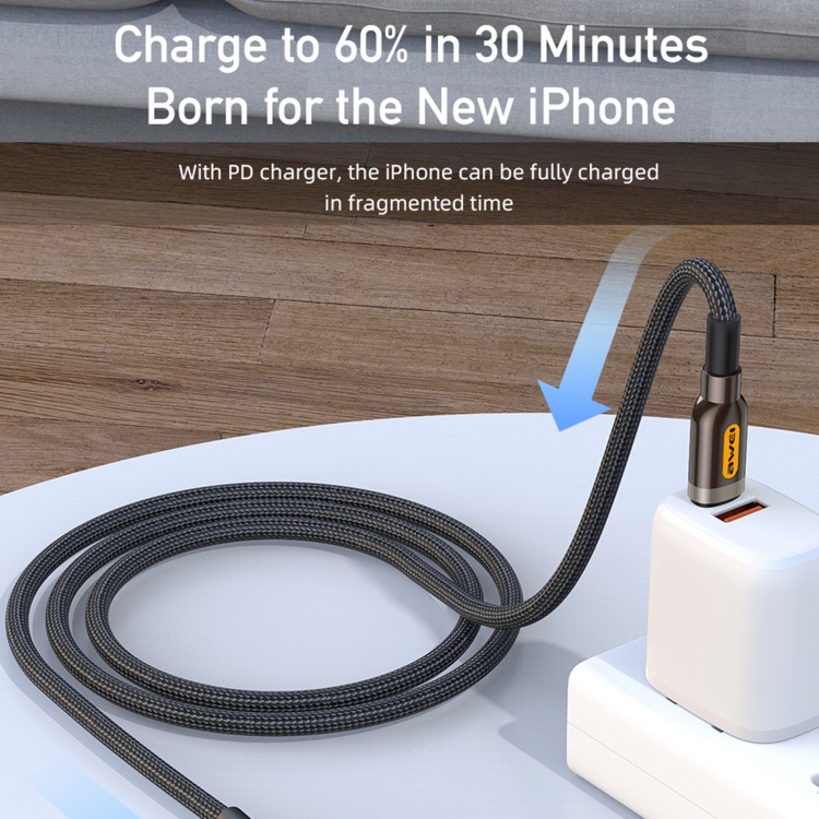 awei CL-125L Type-C / USB-C to 8 Pin Fast Charging Data Cable, Length: 1m(Black) awei CL-125L Type-C / USB-C to 8 Pin Fast Charging Data Cable, Length: 1m(Black)