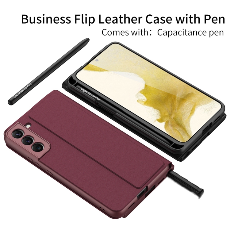 For Samsung Galaxy S22 5G GKK Flip Leather Phone Case with Stylus Pen(Black) For Samsung Galaxy S22 5G GKK Flip Leather Phone Case with Stylus Pen(Black)