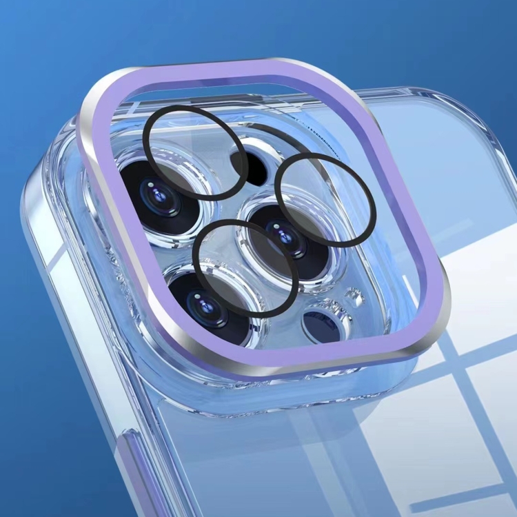 For iPhone 12 TPU + Acrylic Transparent Phone Case with Lens Film(Blue) For iPhone 12 TPU + Acrylic Transparent Phone Case with Lens Film(Blue)