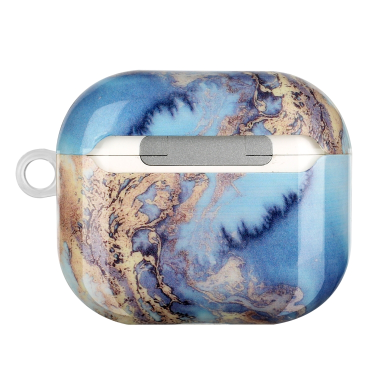 Painted Plastic Long Lanyard Wireless Earphone Protective Case For AirPods 3(Sea Blue Mable) Painted Plastic Long Lanyard Wireless Earphone Protective Case For AirPods 3(Sea Blue Mable)