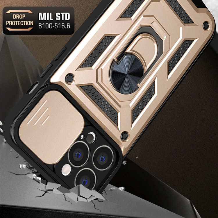 For iPhone 14 Pro Max Sliding Camera Cover Design TPU+PC Phone Case (Gold) For iPhone 14 Pro Max Sliding Camera Cover Design TPU+PC Phone Case (Gold)