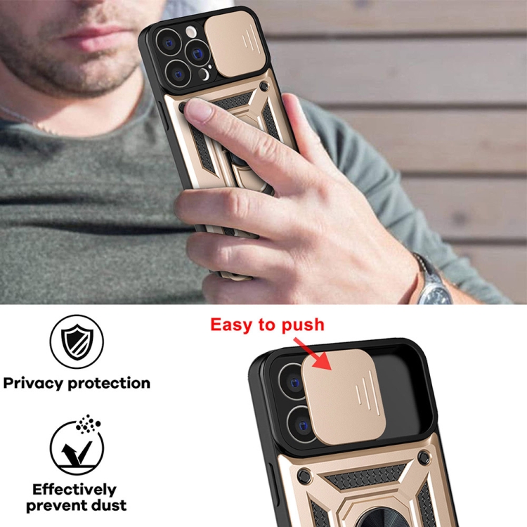 For iPhone 14 Pro Max Sliding Camera Cover Design TPU+PC Phone Case (Gold) For iPhone 14 Pro Max Sliding Camera Cover Design TPU+PC Phone Case (Gold)