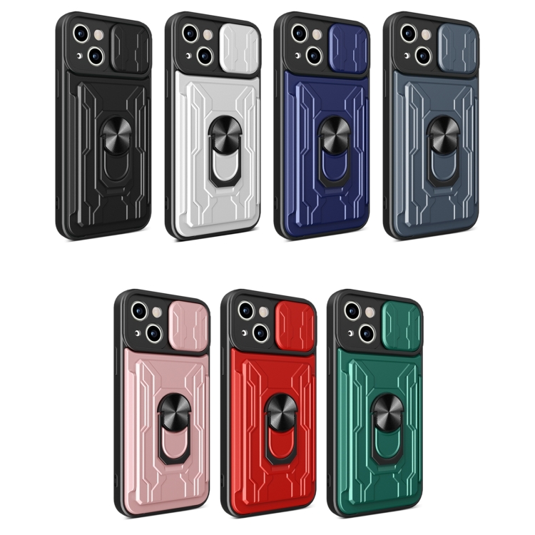 For iPhone 14 Sliding Camshield TPU+PC Phone Case with Card Slot (Blue) For iPhone 14 Sliding Camshield TPU+PC Phone Case with Card Slot (Blue)