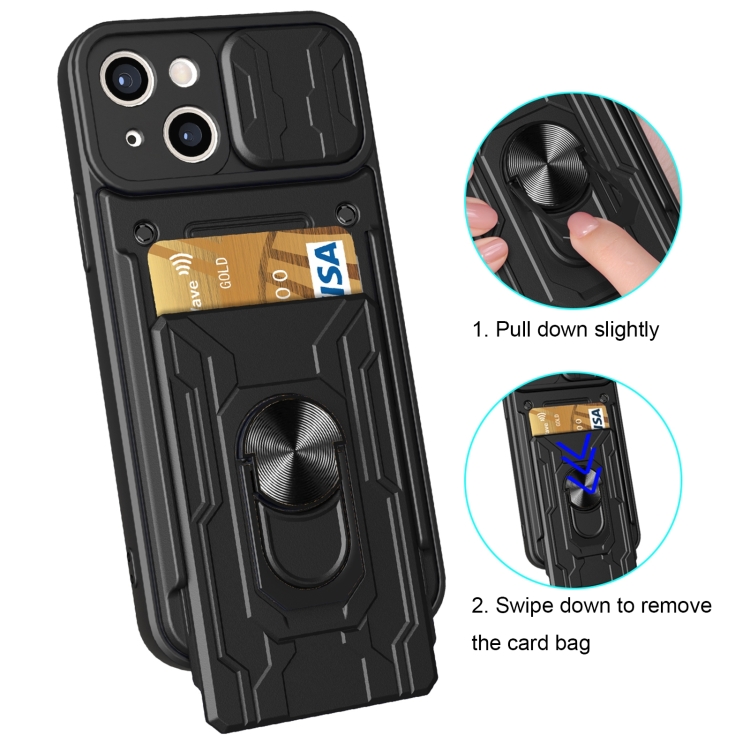 For iPhone 14 Sliding Camshield TPU+PC Phone Case with Card Slot (Blue) For iPhone 14 Sliding Camshield TPU+PC Phone Case with Card Slot (Blue)