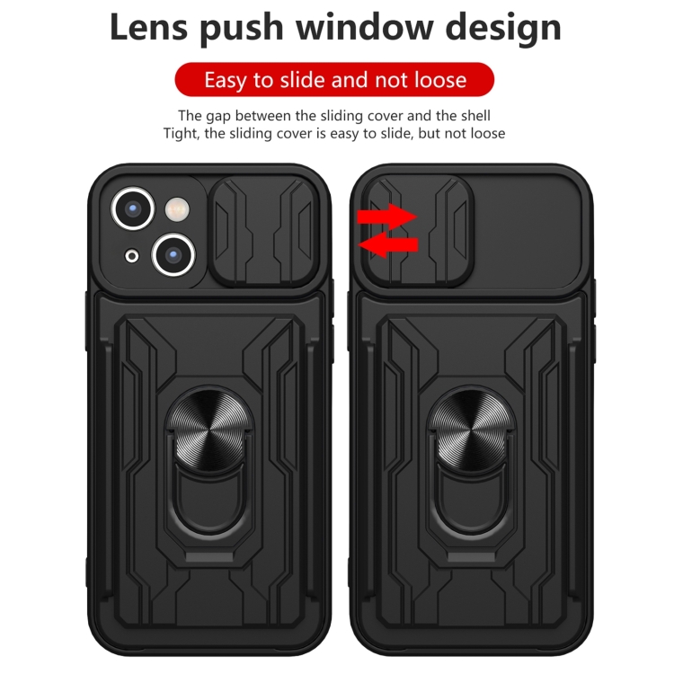 For iPhone 14 Sliding Camshield TPU+PC Phone Case with Card Slot (Blue) For iPhone 14 Sliding Camshield TPU+PC Phone Case with Card Slot (Blue)