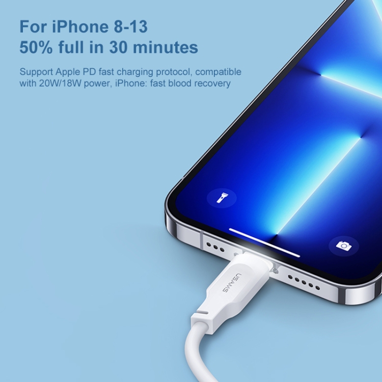 USAMS US-SJ566 Type-C / USB-C to 8 Pin PD 20W Fast Charing Data Cable with Light, Length: 1.2m(Black) USAMS US-SJ566 Type-C / USB-C to 8 Pin PD 20W Fast Charing Data Cable with Light, Length: 1.2m(Black)