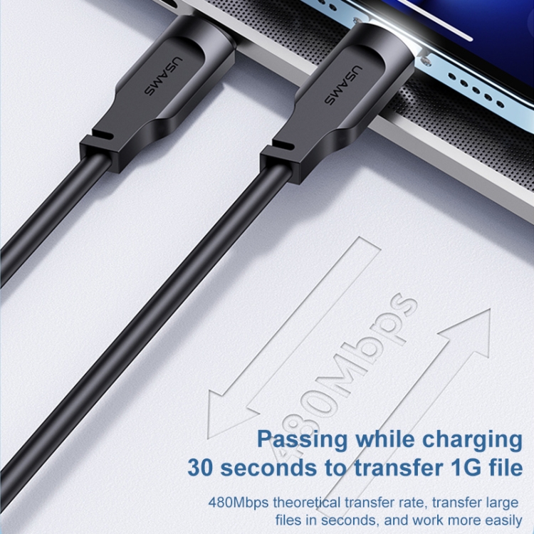 USAMS US-SJ566 Type-C / USB-C to 8 Pin PD 20W Fast Charing Data Cable with Light, Length: 1.2m(Black) USAMS US-SJ566 Type-C / USB-C to 8 Pin PD 20W Fast Charing Data Cable with Light, Length: 1.2m(Black)