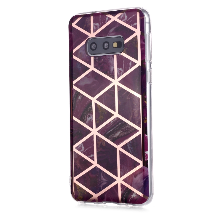 For Galaxy S10e Plating Marble Pattern Soft TPU Protective Case(Purple)