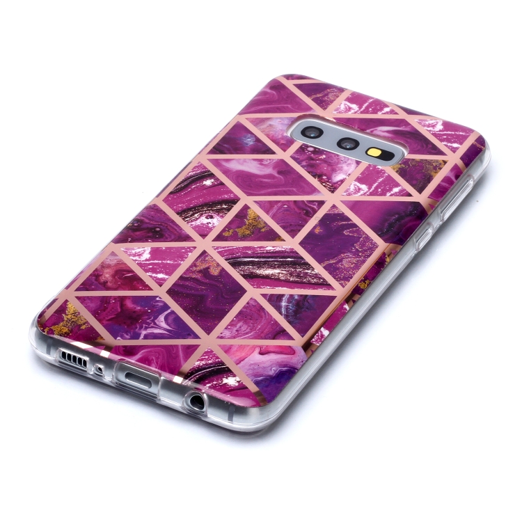 For Galaxy S10e Plating Marble Pattern Soft TPU Protective Case(Purple)