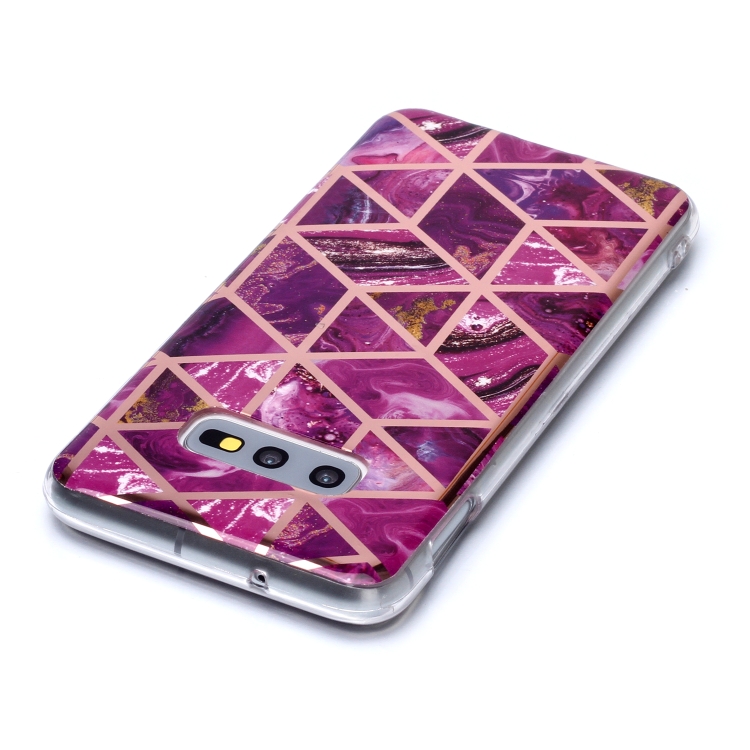 For Galaxy S10e Plating Marble Pattern Soft TPU Protective Case(Purple)