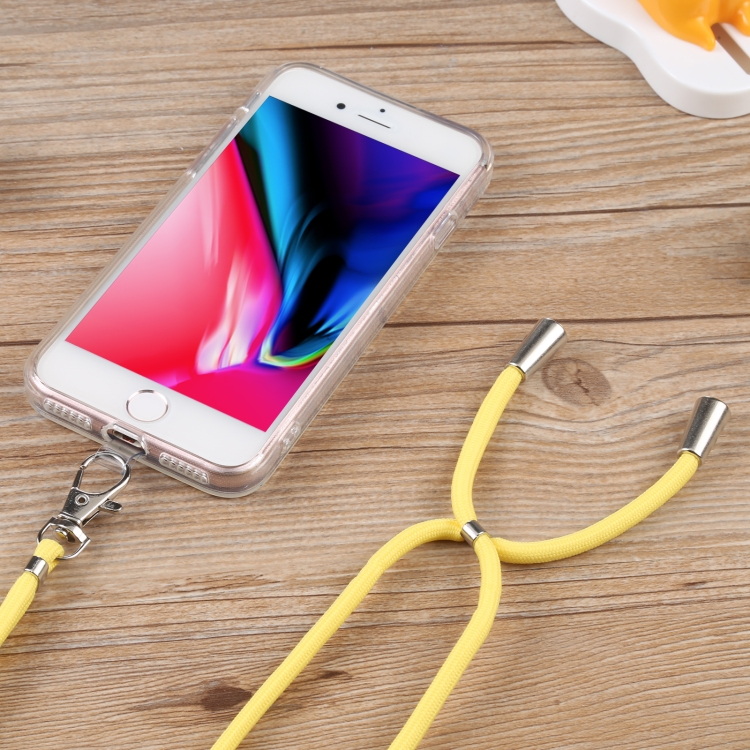 For iPhone SE 2022 / SE 2020 / 8 / 7 Lanyard Transparent TPU Phone Case(Yellow) For iPhone SE 2022 / SE 2020 / 8 / 7 Lanyard Transparent TPU Phone Case(Yellow)