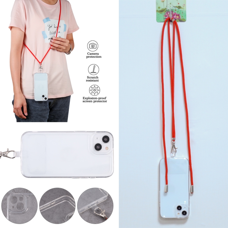 For iPhone SE 2022 / SE 2020 / 8 / 7 Lanyard Transparent TPU Phone Case(Yellow) For iPhone SE 2022 / SE 2020 / 8 / 7 Lanyard Transparent TPU Phone Case(Yellow)