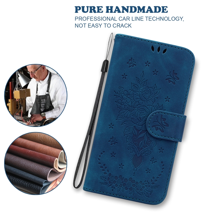 For iPhone 11 Butterfly Rose Embossed Leather Phone Case (Blue) For iPhone 11 Butterfly Rose Embossed Leather Phone Case (Blue)