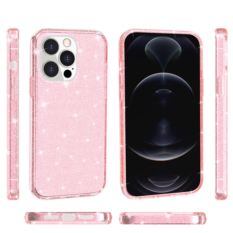 For iPhone 14 Pro Shockproof Terminator Style Glitter Powder Protective Case (Pink) For iPhone 14 Pro Shockproof Terminator Style Glitter Powder Protective Case (Pink)