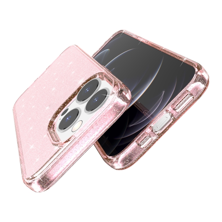 For iPhone 14 Pro Shockproof Terminator Style Glitter Powder Protective Case (Pink) For iPhone 14 Pro Shockproof Terminator Style Glitter Powder Protective Case (Pink)