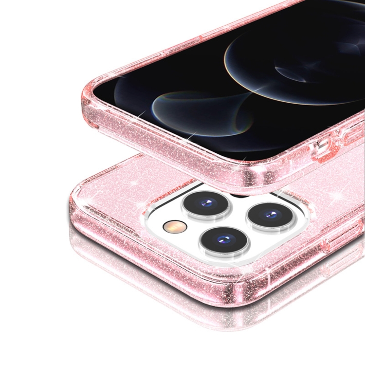 For iPhone 14 Pro Shockproof Terminator Style Glitter Powder Protective Case (Pink) For iPhone 14 Pro Shockproof Terminator Style Glitter Powder Protective Case (Pink)