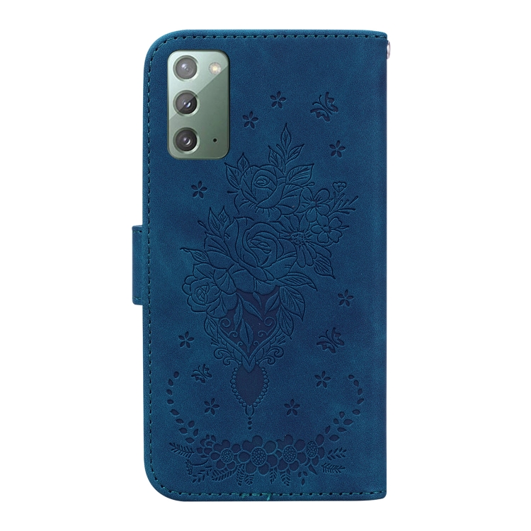 For Samsung Galaxy Note20 Butterfly Rose Embossed Leather Phone Case(Blue) For Samsung Galaxy Note20 Butterfly Rose Embossed Leather Phone Case(Blue)