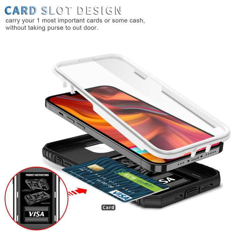 For iPhone 14 Sliding Camera Cover Design TPU + PC Protective Phone Case (White+Black) - 4