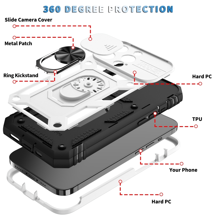 For iPhone 14 Pro Sliding Camera Cover Design TPU + PC Protective Phone Case (White+Black) For iPhone 14 Pro Sliding Camera Cover Design TPU + PC Protective Phone Case (White+Black)