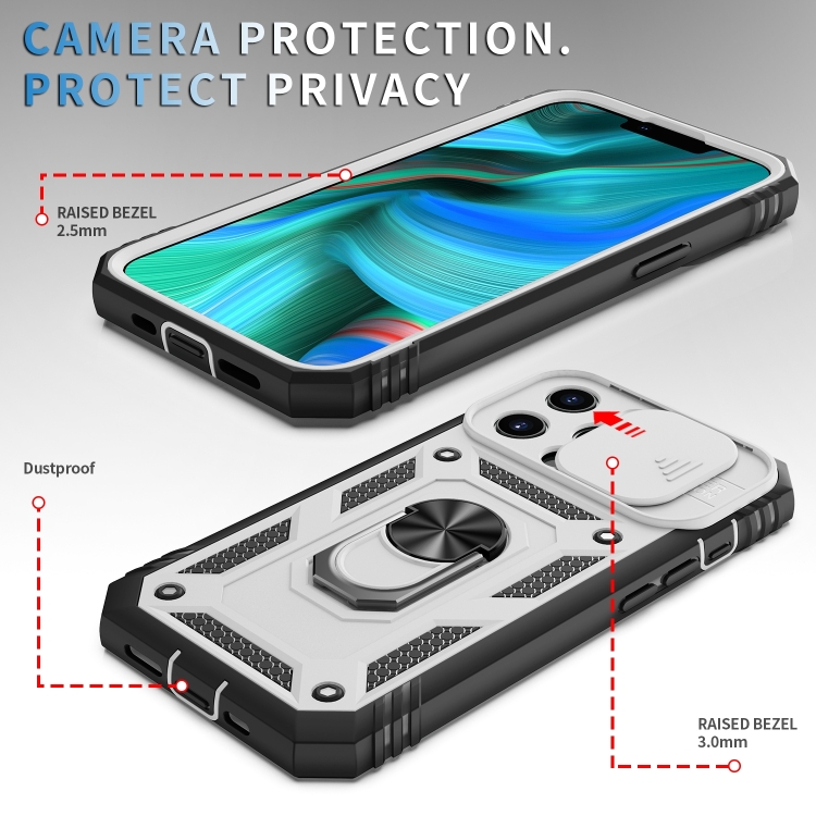 For iPhone 14 Pro Sliding Camera Cover Design TPU + PC Protective Phone Case (White+Black) For iPhone 14 Pro Sliding Camera Cover Design TPU + PC Protective Phone Case (White+Black)