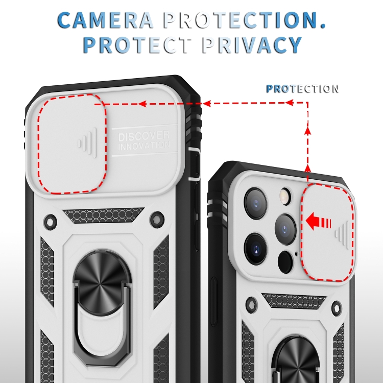 For iPhone 14 Pro Sliding Camera Cover Design TPU + PC Protective Phone Case (White+Black) For iPhone 14 Pro Sliding Camera Cover Design TPU + PC Protective Phone Case (White+Black)