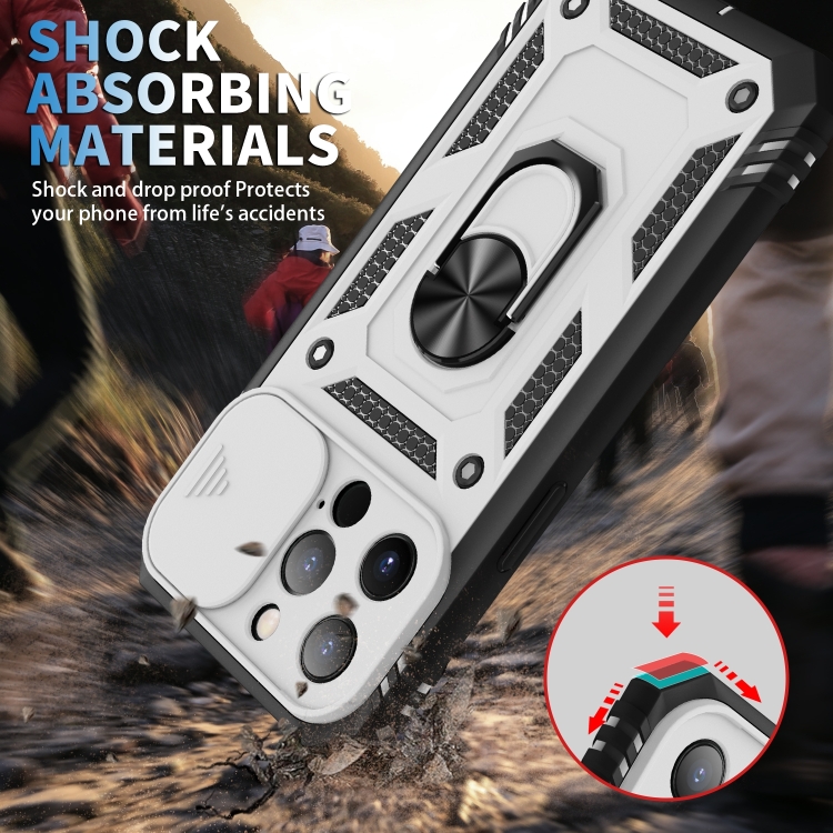 For iPhone 14 Pro Sliding Camera Cover Design TPU + PC Protective Phone Case (White+Black) For iPhone 14 Pro Sliding Camera Cover Design TPU + PC Protective Phone Case (White+Black)
