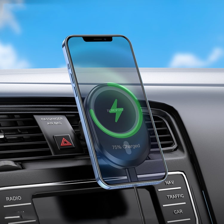 Borofone BH201 Magnetic Wireless Fast Charging Car Holder for iPhone 12/13 Series(Black) Borofone BH201 Magnetic Wireless Fast Charging Car Holder for iPhone 12/13 Series(Black)