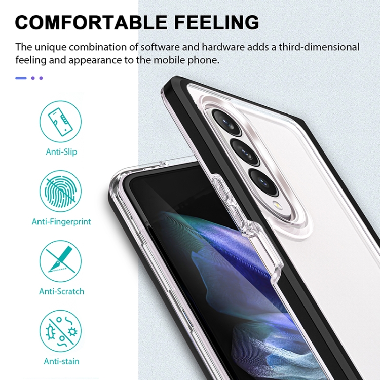 For Samsung Galaxy Z Fold4 Clear Acrylic+PC+TPU Shockproof Phone Case(Black) For Samsung Galaxy Z Fold4 Clear Acrylic+PC+TPU Shockproof Phone Case(Black)