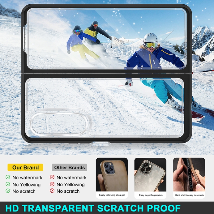 For Samsung Galaxy Z Fold4 Clear Acrylic+PC+TPU Shockproof Phone Case(Black) For Samsung Galaxy Z Fold4 Clear Acrylic+PC+TPU Shockproof Phone Case(Black)