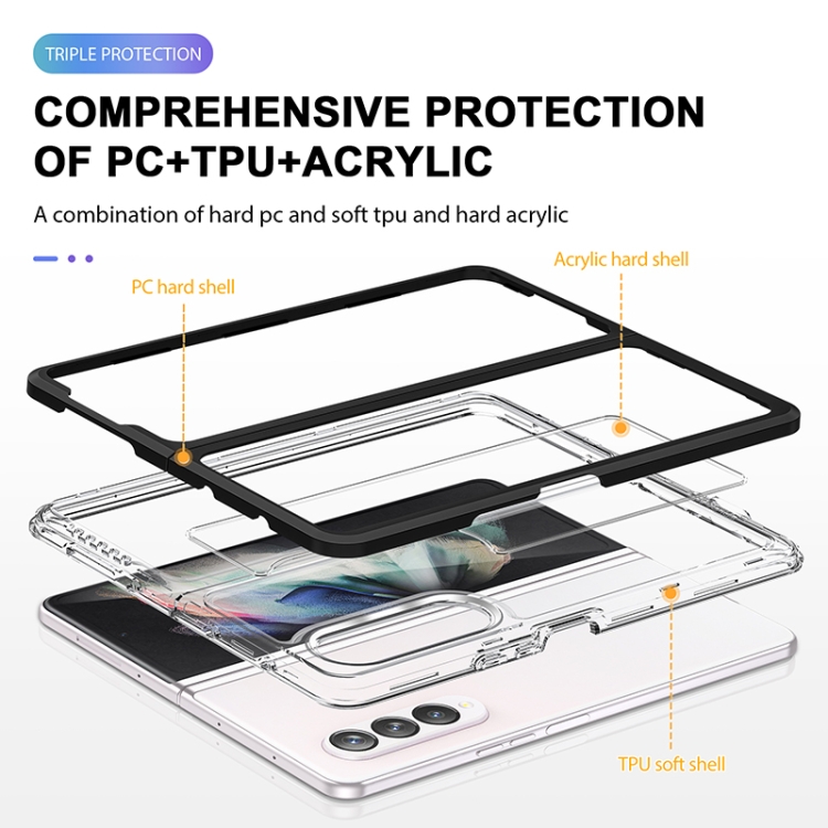 For Samsung Galaxy Z Fold4 Clear Acrylic+PC+TPU Shockproof Phone Case(Black) For Samsung Galaxy Z Fold4 Clear Acrylic+PC+TPU Shockproof Phone Case(Black)