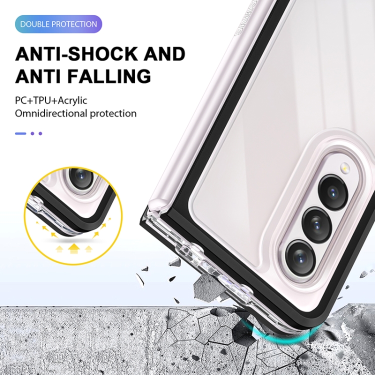 For Samsung Galaxy Z Fold4 Clear Acrylic+PC+TPU Shockproof Phone Case(Black) For Samsung Galaxy Z Fold4 Clear Acrylic+PC+TPU Shockproof Phone Case(Black)