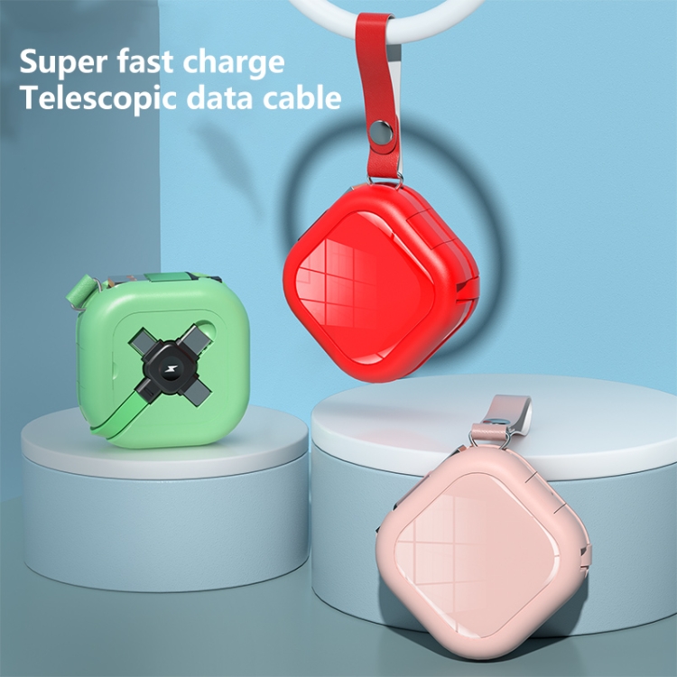 3 in 1 USB To 8 Pin + Micro USB + USB-C / Type-C Telescopic Charging Cable with Mobile Phone Holder(Black)