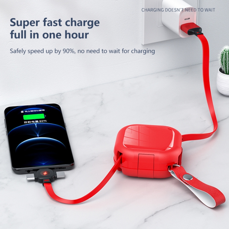 3 in 1 USB To 8 Pin + Micro USB + USB-C / Type-C Telescopic Charging Cable with Mobile Phone Holder(Black)